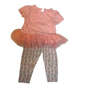 🐰 🥕 Carter’s 12 Month Baby‎ Pink Tutu Tunic & Bunny Leggings